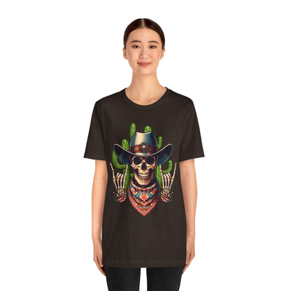Skeleton Cowboy Howdy Shirt – Rock Hand Skull Western Rodeo Texas Tee