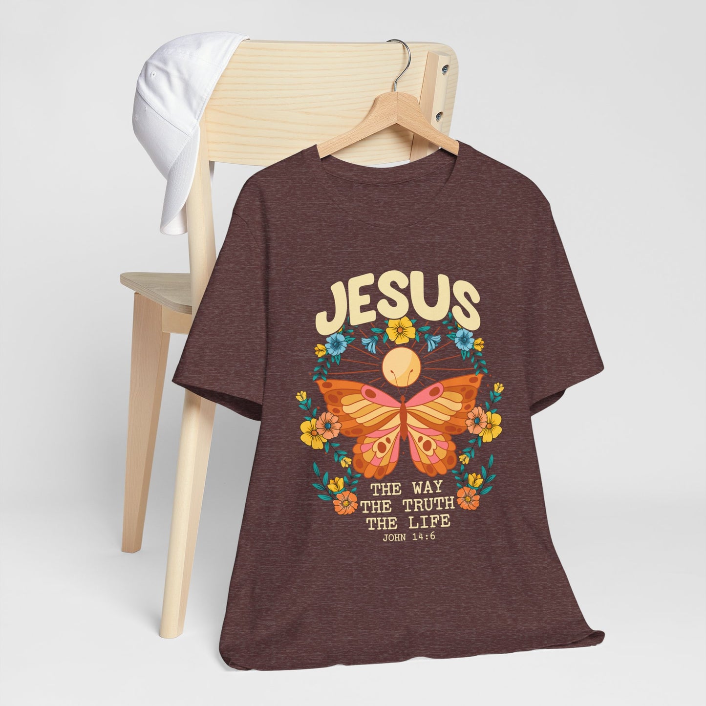 Jesus Butterfly Wildflower Shirt – John 14:6 Scripture Floral Christian Tee