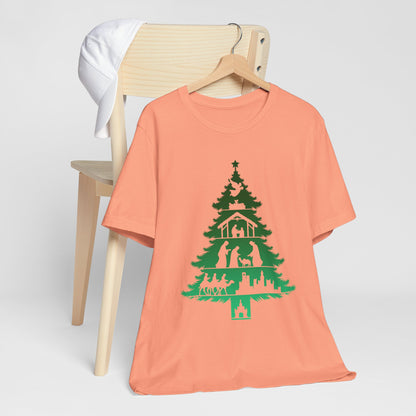 Nativity Christmas Tree Shirt – Christian Faith Holiday Pajama Top Tee