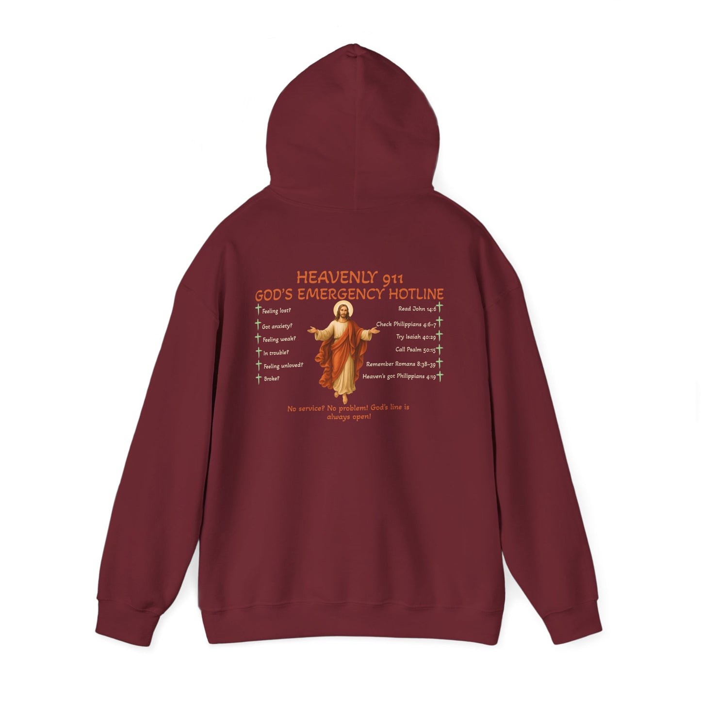 Heavenly 911 Hoodie – God’s Emergency Hotline Christian Bible Verse Pullover
