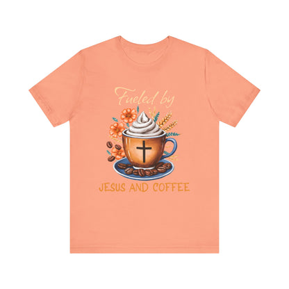 Fueled by Jesus & Coffee Shirt – Christian Faith God Cross Cup Tee