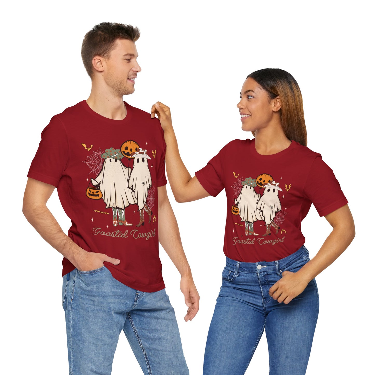 Ghostal Coastal Cowgirl T-Shirt, Western Ghost Halloween Tee, Spooky Cute Rodeo Shirt
