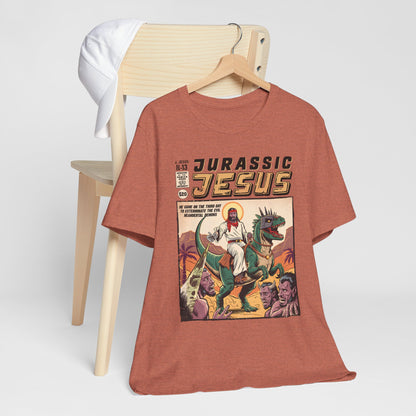 Jurassic Jesus Shirt – Dino-Riding Savior Comic Book Christian Tee