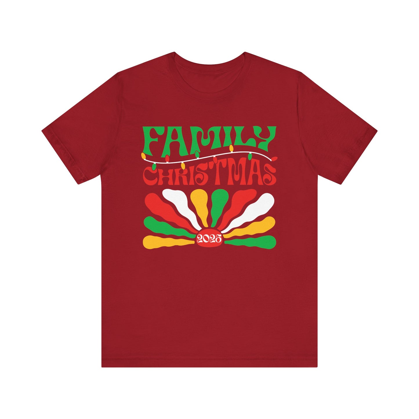 Family Christmas 2025 Shirt – Retro Groovy Matching Holiday Sunburst Tee