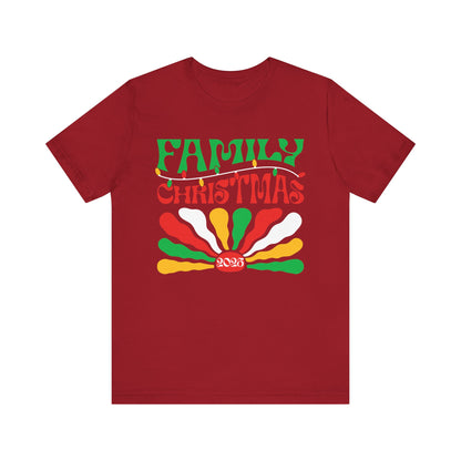 Family Christmas 2025 Shirt – Retro Groovy Matching Holiday Sunburst Tee