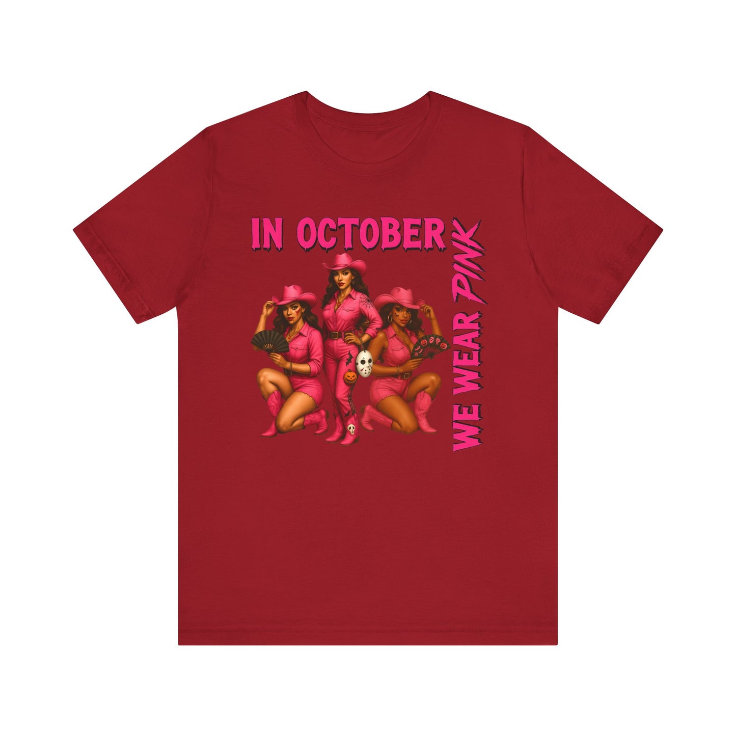 In October We Wear Pink Shirt – Western Cowgirl Breast Cancer Awareness Tee
