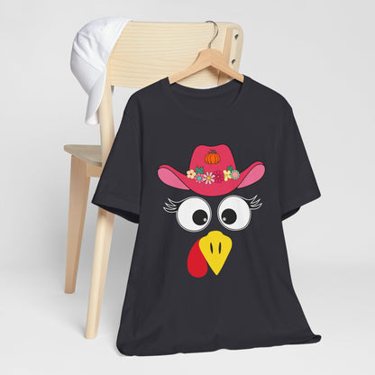 Thanksgiving Matching Couples Shirt Funny Turkey Face Cowboy Cowgirl Tee