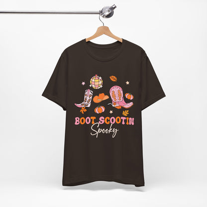 Boot Scootin Spooky Howdy Western Halloween Thanksgiving T-Shirt, Retro Cowgirl Fall Tee