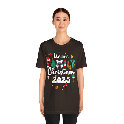 We Are Family Christmas 2025 Shirt – Groovy Snowman & Xmas Tree Matching Tee