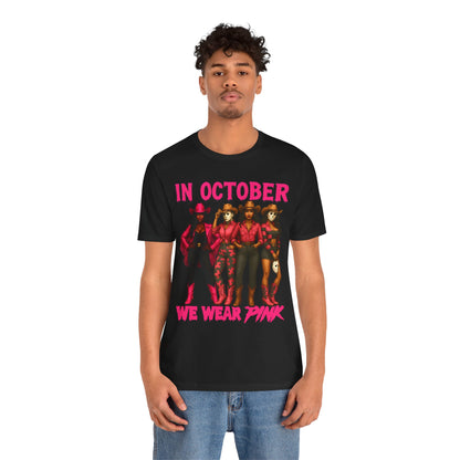 In October We Wear Pink Shirt – Western Cowgirl Squad Halloween Awareness Tee