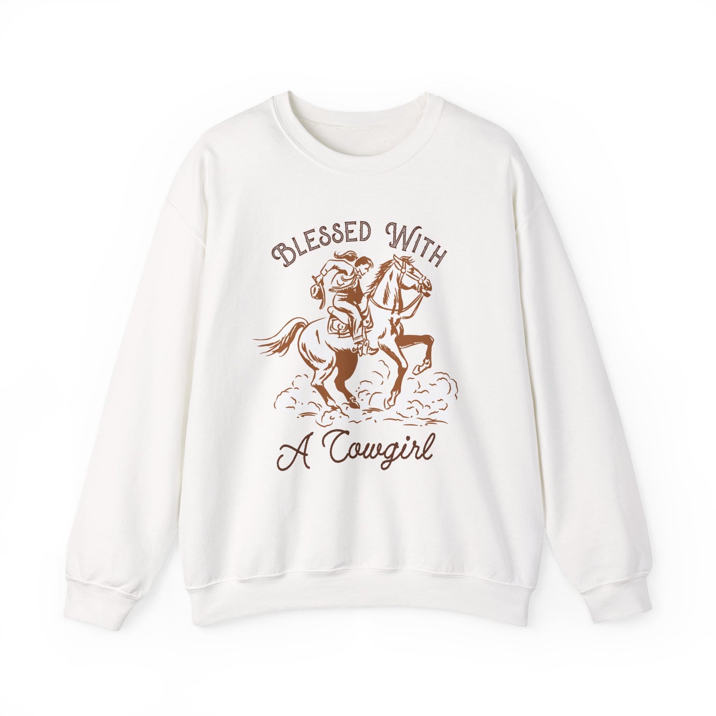 Blessed with a Cowgirl Sweatshirt – Retro Christian Western Rodeo Pullover
