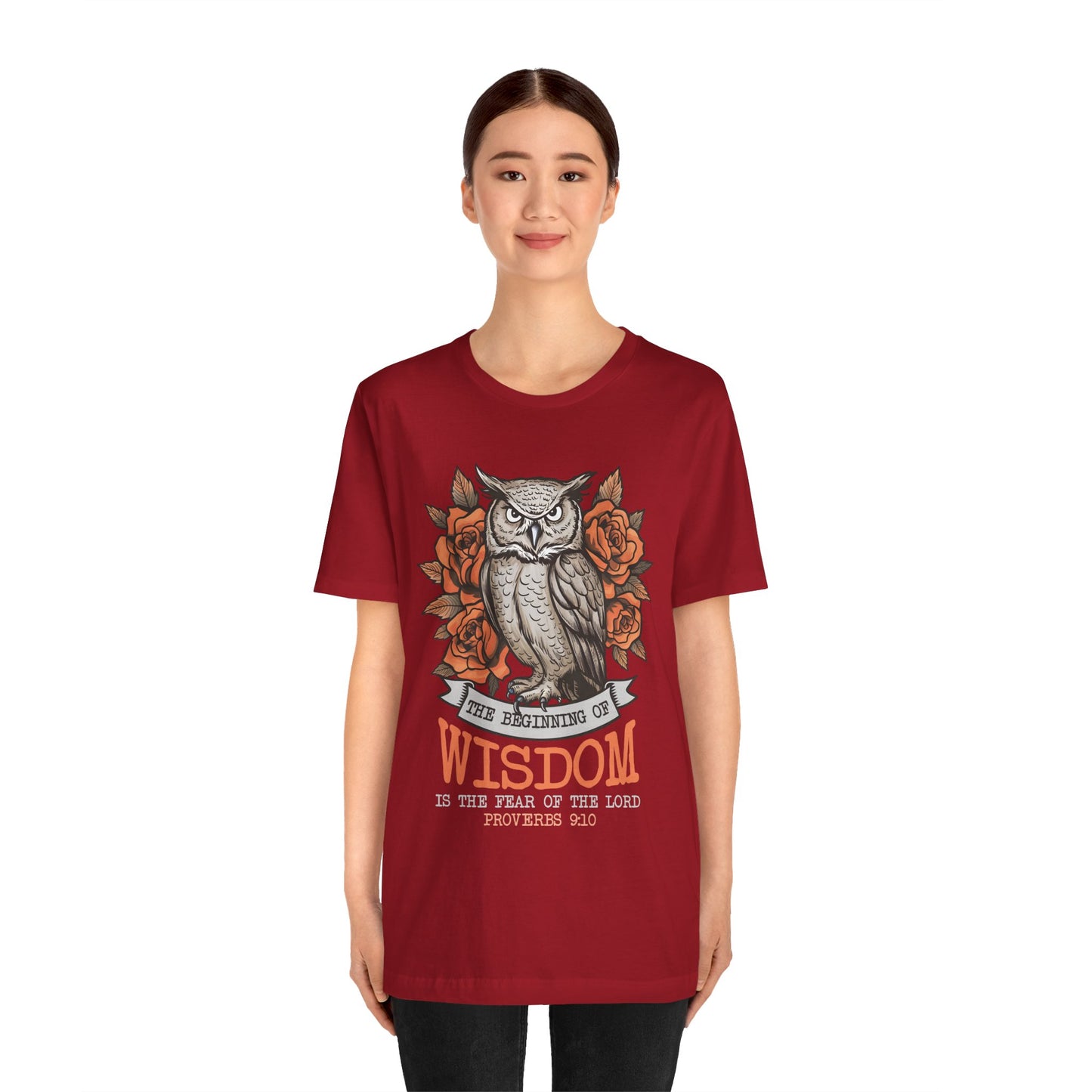 The Beginning of Wisdom Shirt – Boho Owl Flowers Christian Proverbs 9:10 Tee