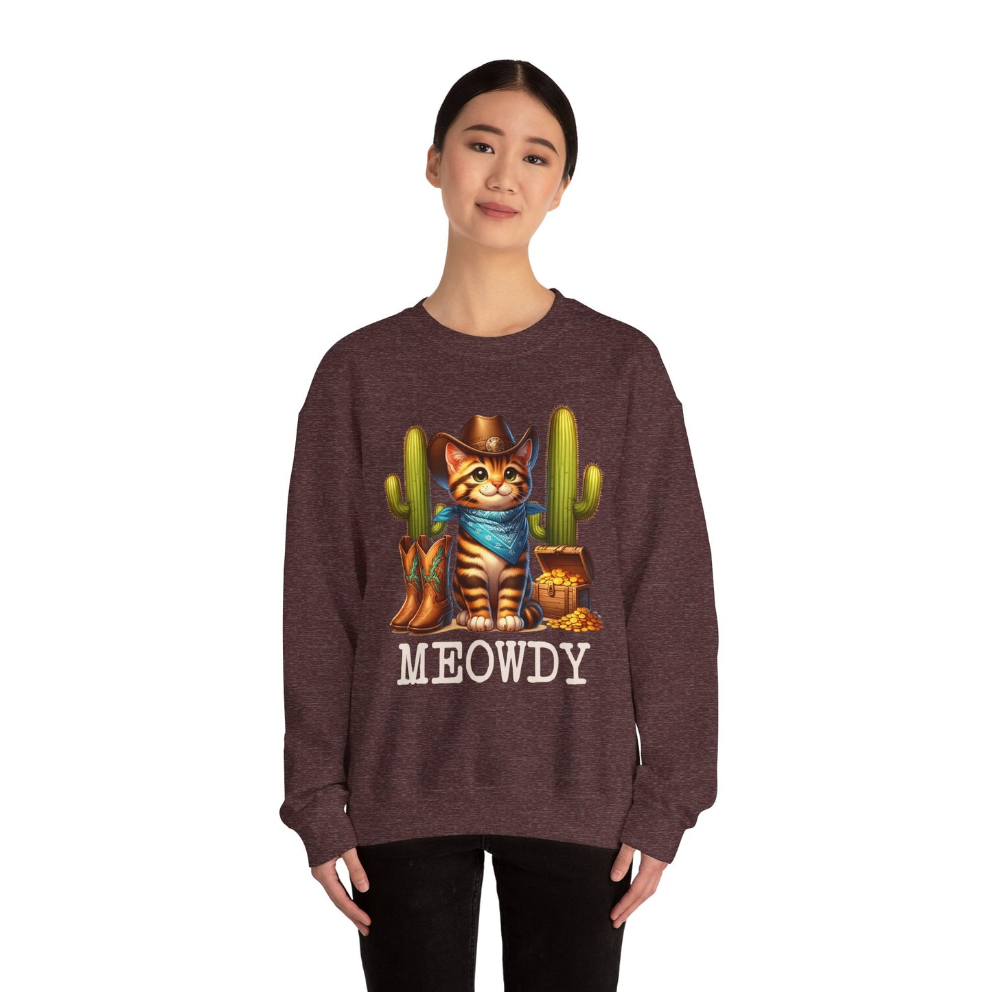 Meowdy Cowboy Cat Sweatshirt – Western Howdy Southern Country Cactus Pullover