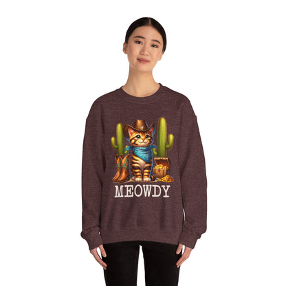 Meowdy Cowboy Cat Sweatshirt – Western Howdy Southern Country Cactus Pullover