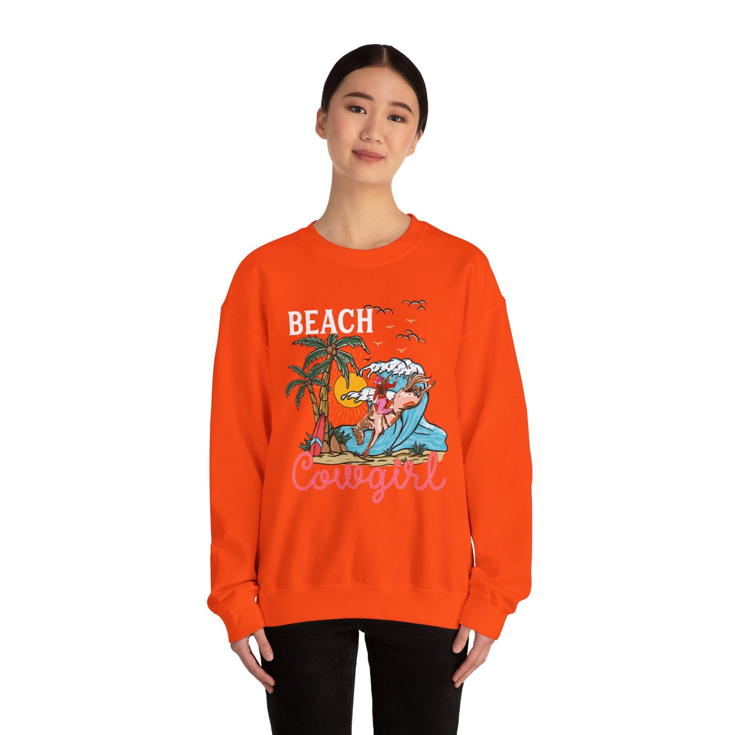 Beach Cowgirl Sweatshirt – Tropical Palm Tree Western Rodeo Texas Pullover