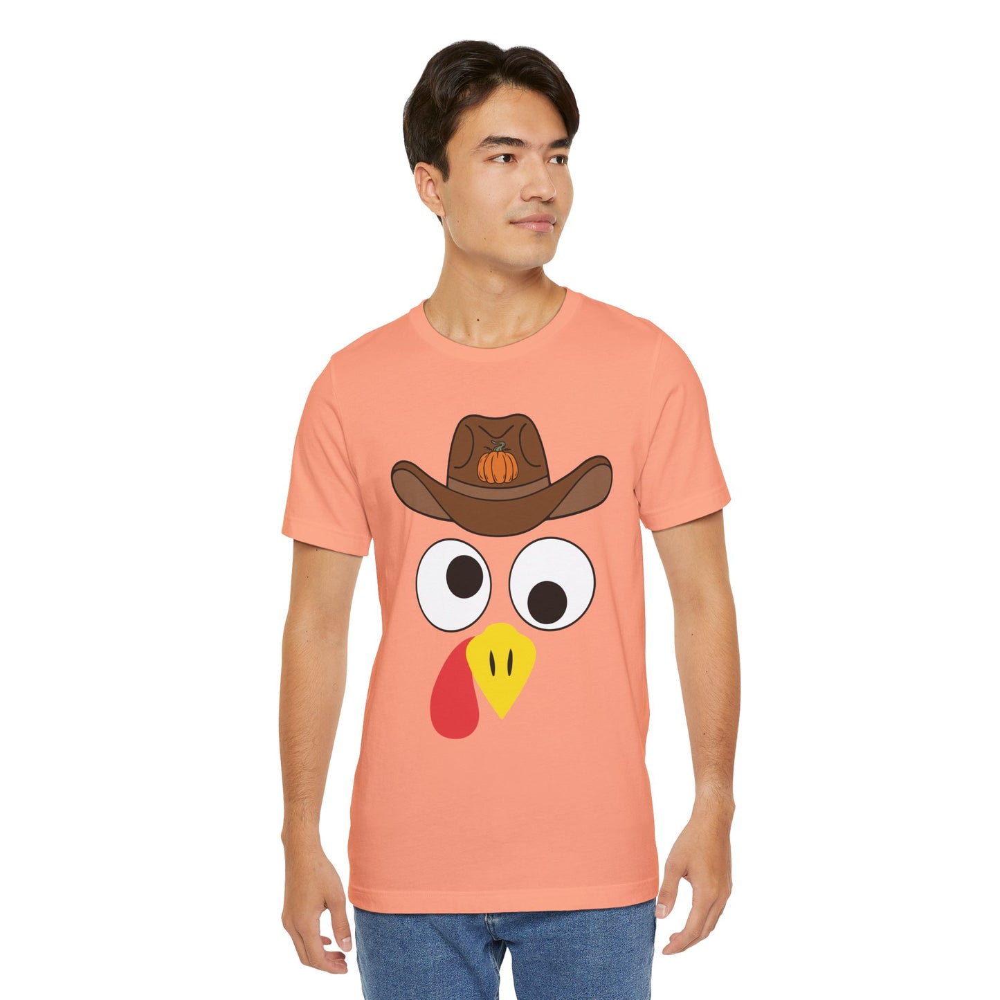 Thanksgiving Couples Turkey Face Shirt – Funny Cowboy & Cowgirl Matching Tee