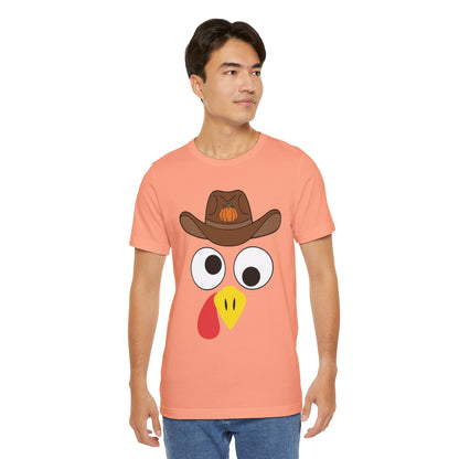 Thanksgiving Couples Turkey Face Shirt – Funny Cowboy & Cowgirl Matching Tee