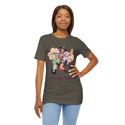 Howdy Witches Cowgirl Halloween Rodeo Western Black Cat T-Shirt