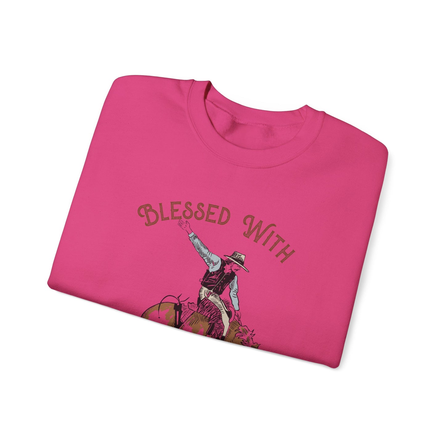 Blessed with a Cowboy Sweatshirt – Retro Christian Western Rodeo Pullover