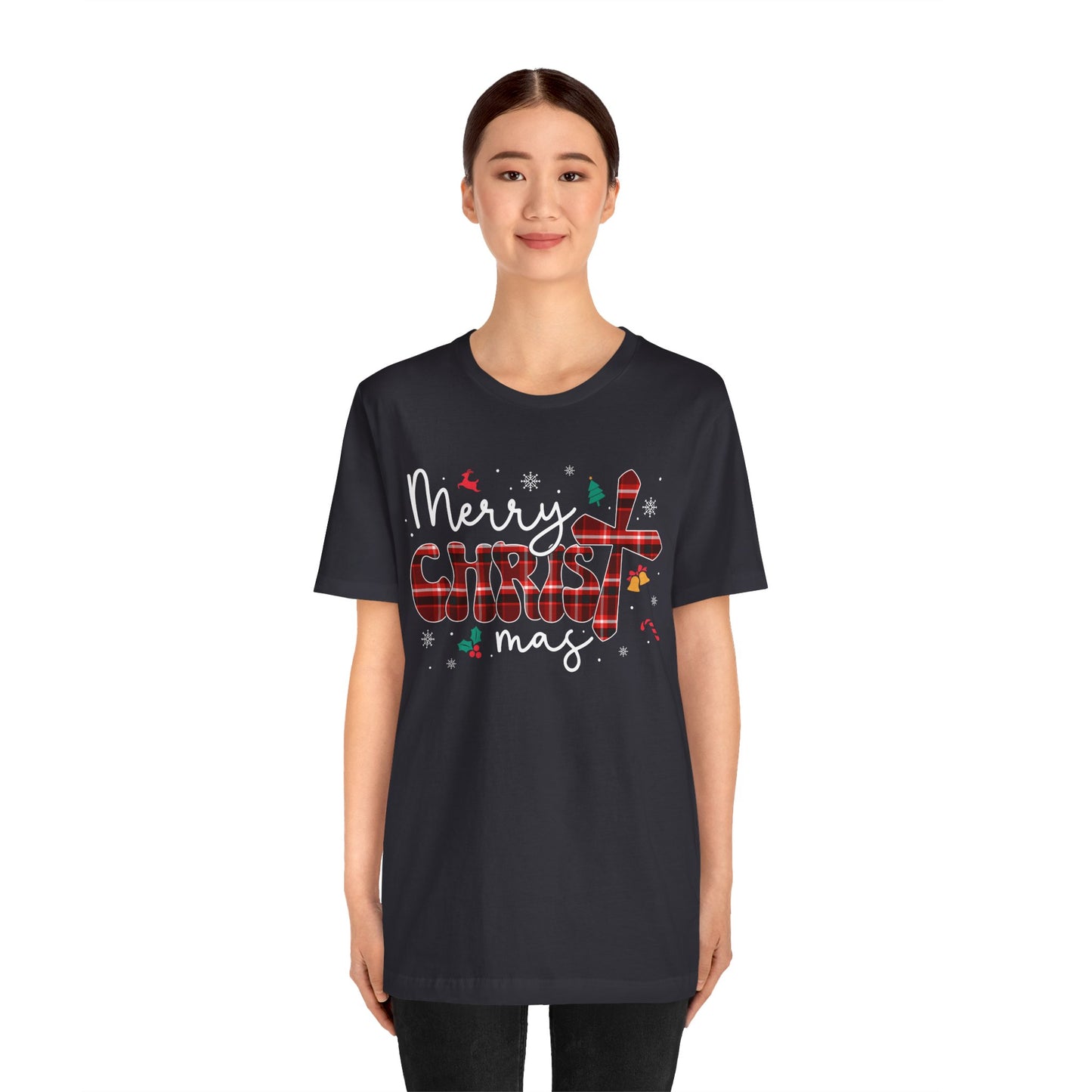 Merry Christmas Cross Shirt – Christian Buffalo Plaid Family Pajama Tee