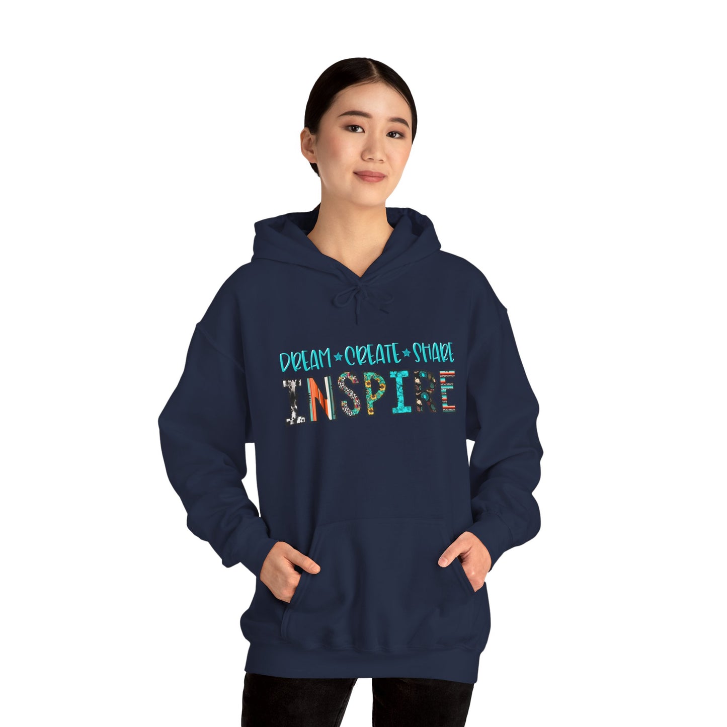 Dream Create Share Inspire Hoodie – Motivational Teacher Western Pullover