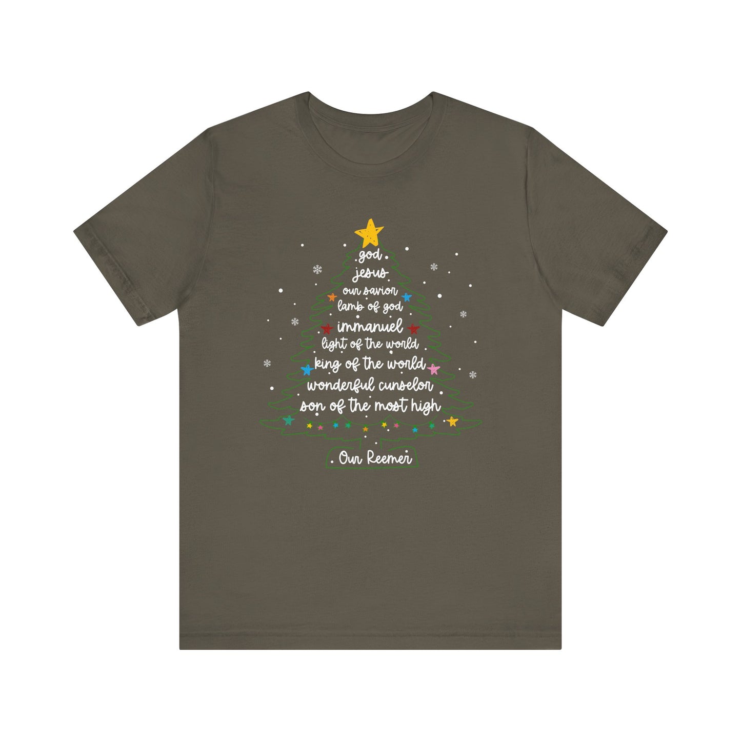 Christian Christmas Tree Sayings Shirt – God Jesus Savior Faith Holiday Tee