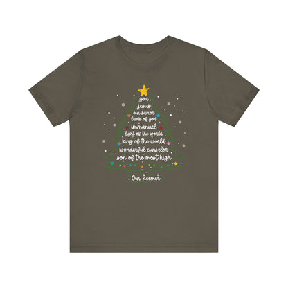 Christian Christmas Tree Sayings Shirt – God Jesus Savior Faith Holiday Tee