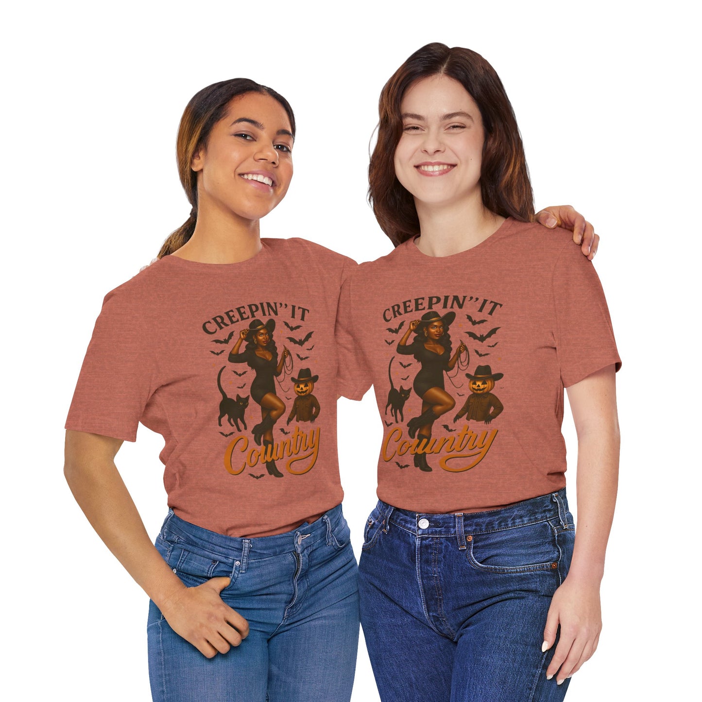 Creepin’ It Country Shirt – Spooky Cowgirl Pumpkin Western Halloween Tee