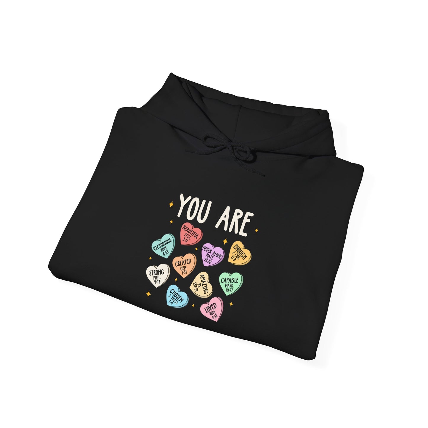 You Are Christian Hoodie – Bible Verse Conversation Heart Faith Pullover