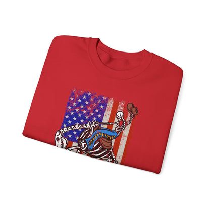 US Flag Skeleton Cowboy Sweatshirt – Western Horse Rodeo Country Pullover