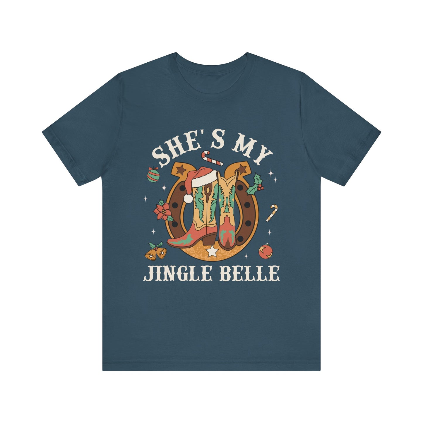 She’s My Jingle Bell Shirt – Cute Western Cowboy Cowgirl Matching Christmas Tee