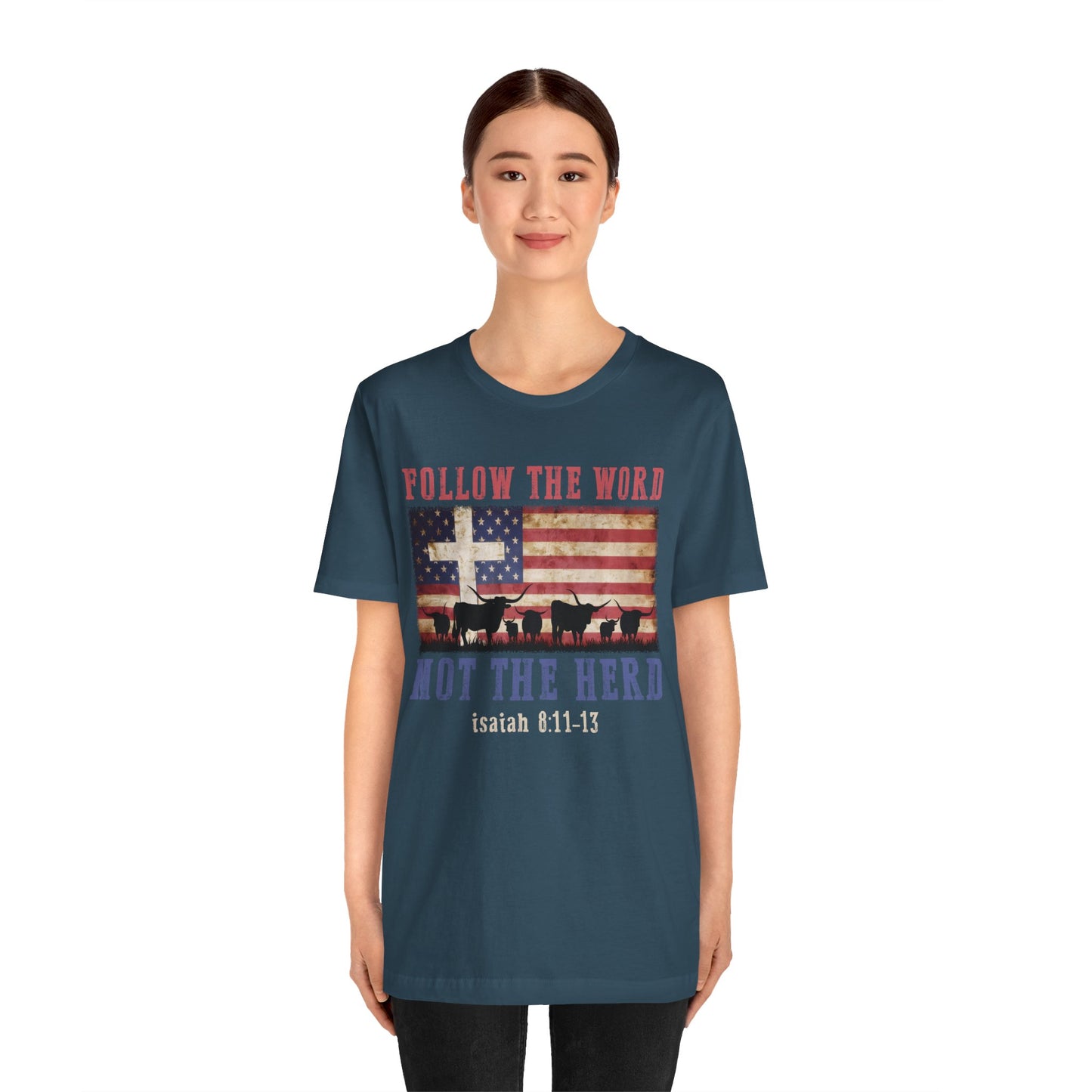 Follow the Word Not the Herd Shirt – Faith US Flag Christian Western Tee