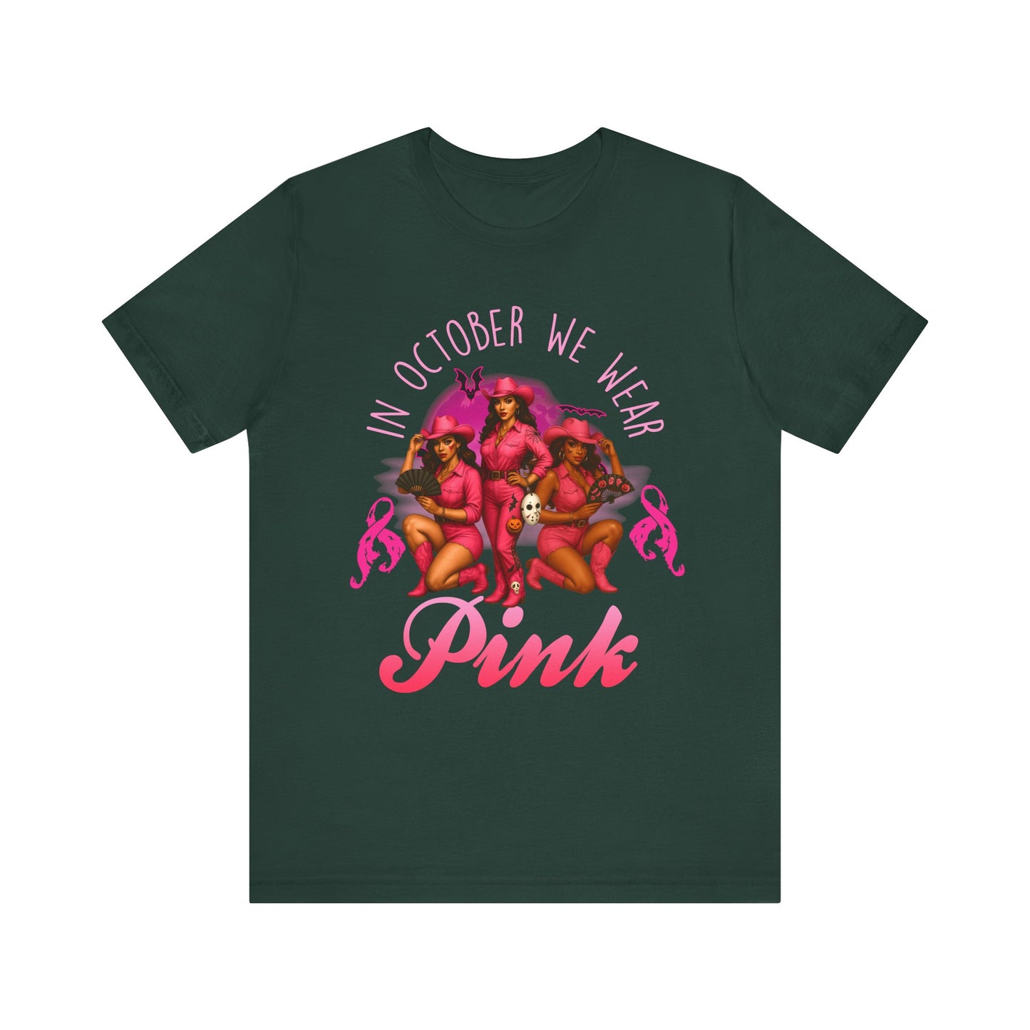In October We Wear Pink Shirt – Western Cowgirl Breast Cancer Awareness Tee
