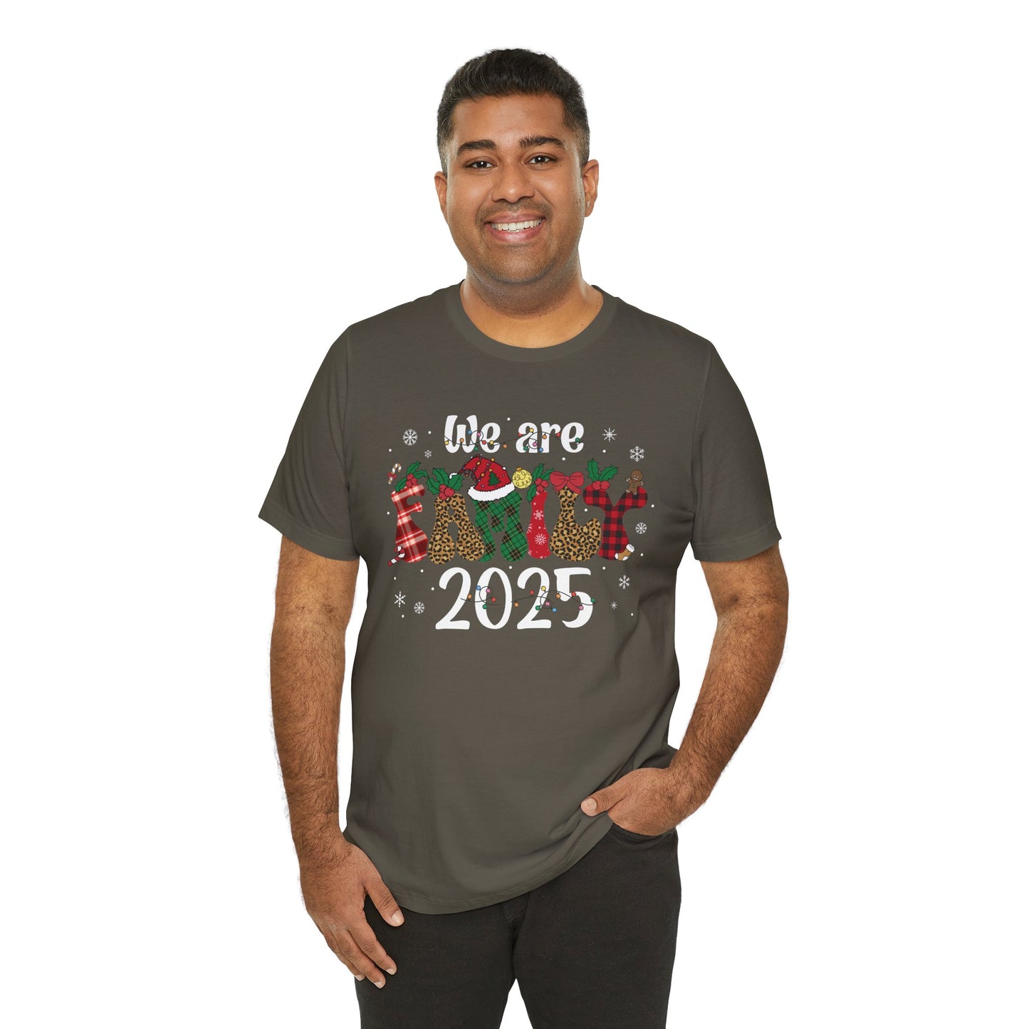 Retro Groovy We Are Family Christmas Shirt – Funky Reindeer Matching Holiday Tee