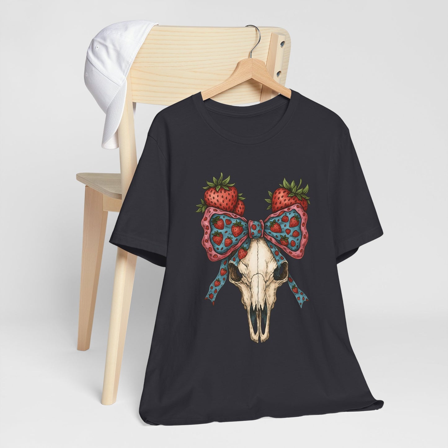 Retro Strawberry Cow Skull Shirt – Western Coquette Summer Vibes Tee