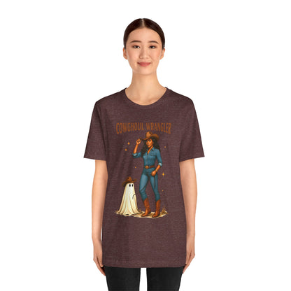Cowghoul Wrangler Shirt Western Cowgirl Cowboy Ghost Halloween Tee, Spooky Rodeo Fall Outfit
