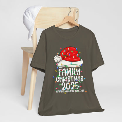 Family Christmas 2025 Shirt – Santa Hat & String Lights Matching Holiday Tee