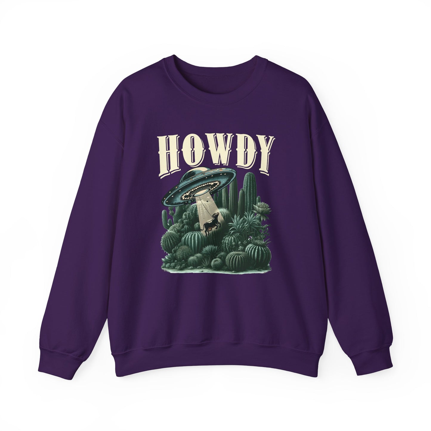 Howdy Cow Abduction Sweatshirt – Western UFO Rodeo Cactus Texas Pullover