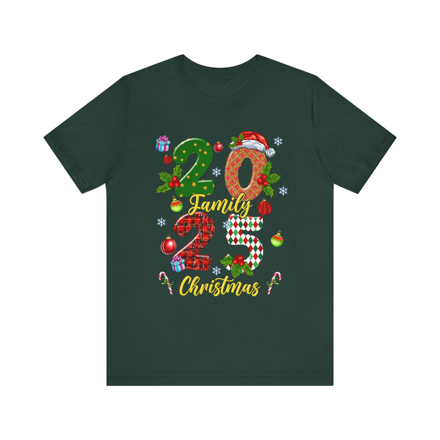 2025 Family Christmas Shirt – Red Plaid Santa Hat Matching Holiday Tee