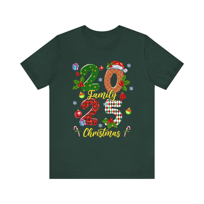 2025 Family Christmas Shirt – Red Plaid Santa Hat Matching Holiday Tee