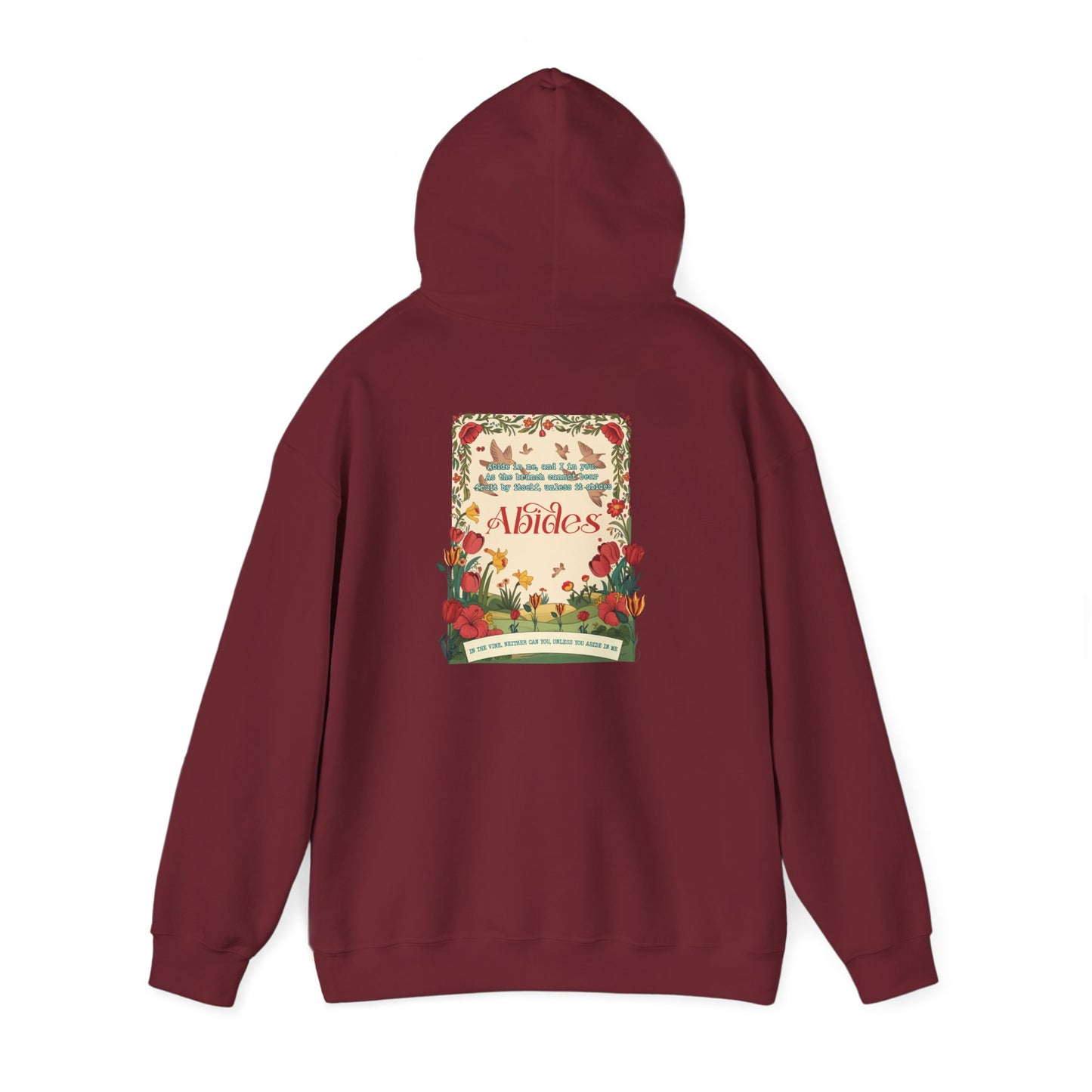 Abide in Me Hoodie – Faithful Blooms Bible Scripture Christian Pullover