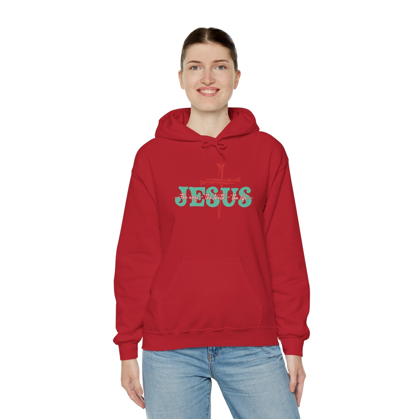 The Way Truth Life Christ Jesus Cross Nails Christian Bible Hoodie