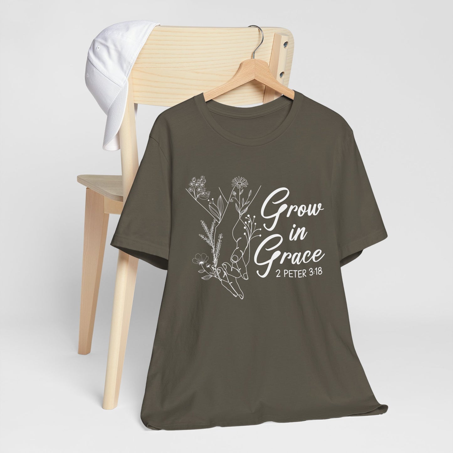 Grow in Grace Shirt – 2 Peter 3:18 Floral Christian Faith Bible Verse Tee