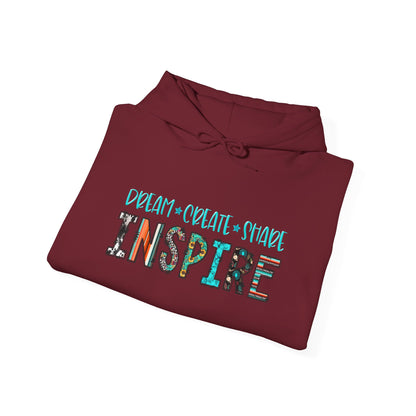 Dream Create Share Inspire Hoodie – Motivational Teacher Western Pullover