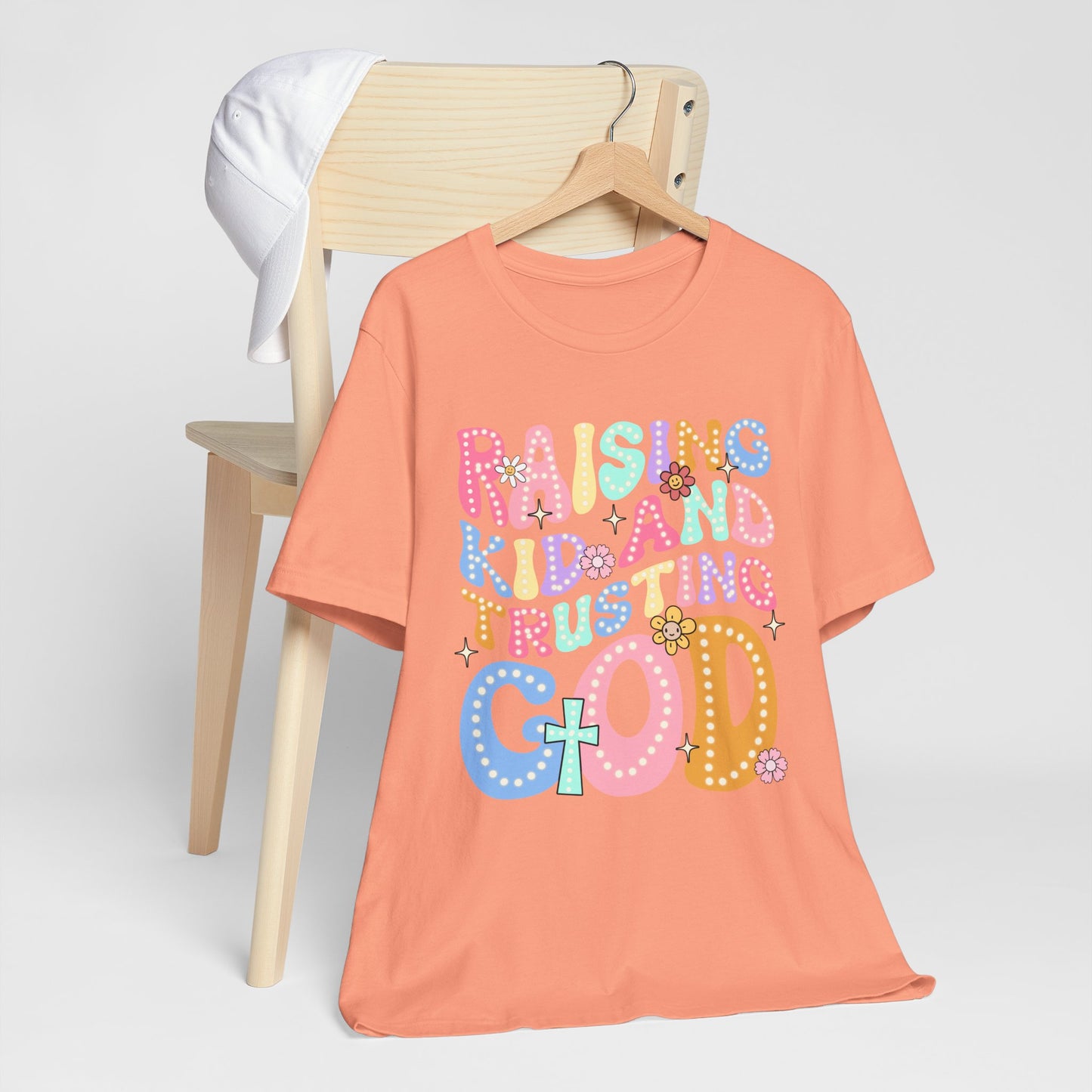 Raising Kids and Trusting God Shirt – Groovy Christian Faith-Fueled Mama Tee