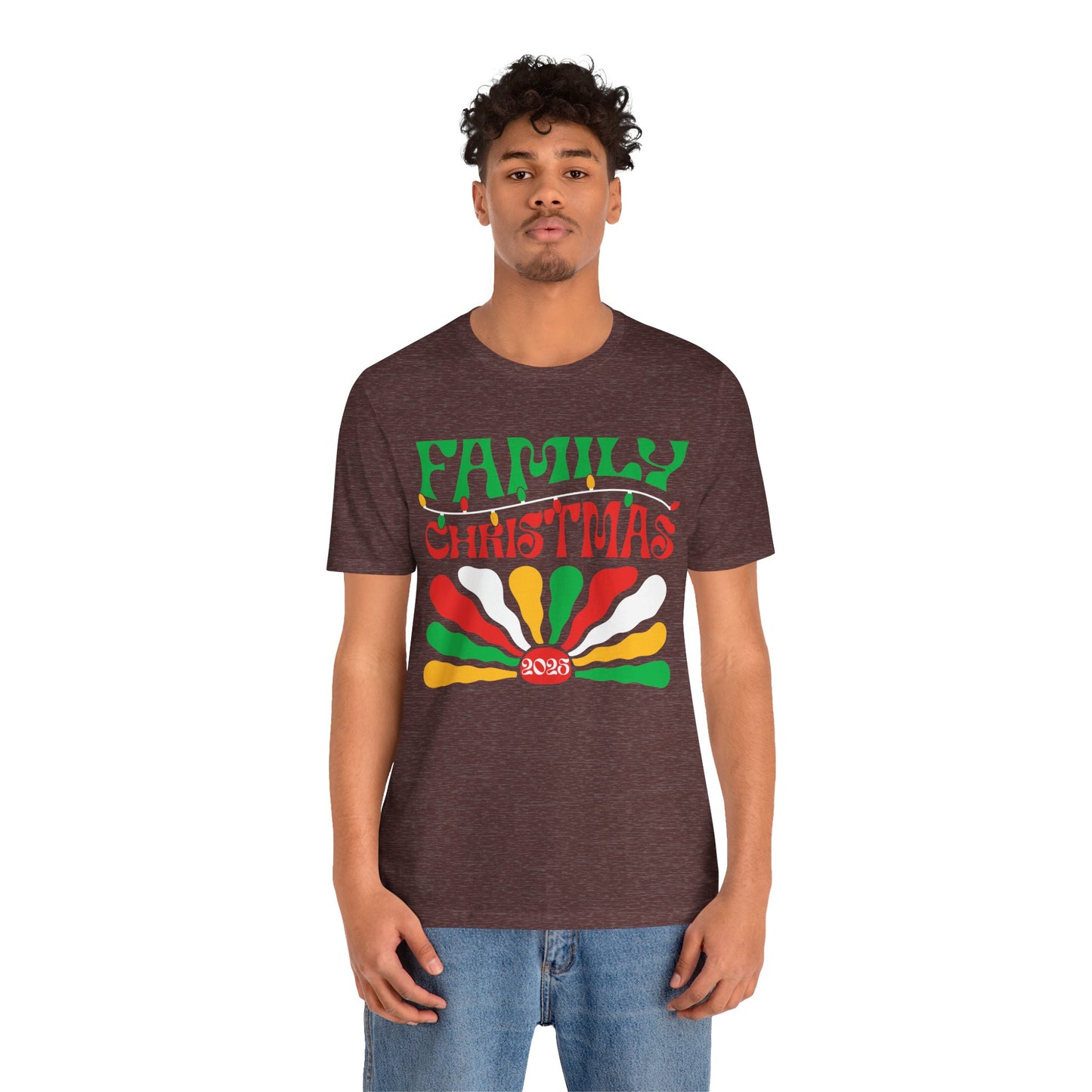 Family Christmas 2025 Shirt – Retro Groovy Matching Holiday Sunburst Tee