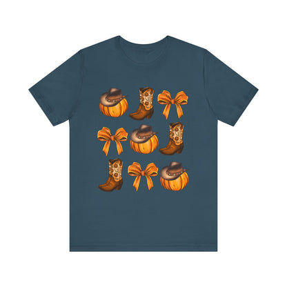 Howdy Pumpkin Shirt – Coquette Bow Cowgirl Western Fall Thanksgiving Tee