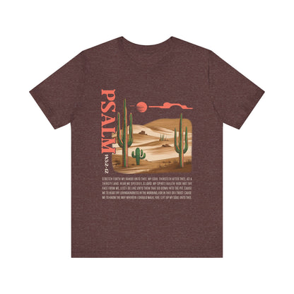 Psalm 143:2–12 Boho Retro Western Christian Howdy Jesus T-Shirt, Desert-Inspired Scripture Tee