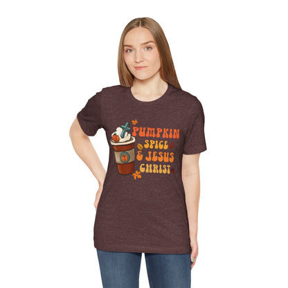 Pumpkin Spice Latte & Jesus Christ Shirt – Groovy Christian Fall Thanksgiving Tee
