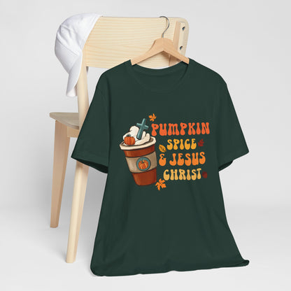 Pumpkin Spice Latte & Jesus Christ Shirt – Groovy Christian Fall Thanksgiving Tee